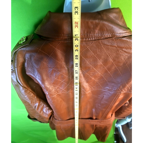 Brown Leather Trench Coat by Milan BRAND NEW WITH TAGS - Picture 4 of 11